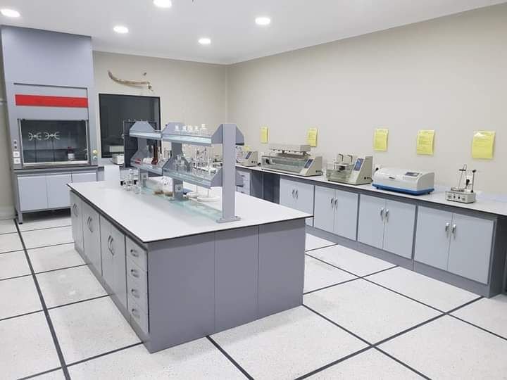 Completed laboratory with island bench and instruments